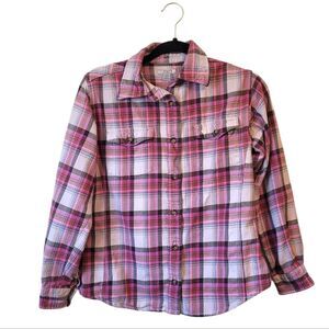 Carhartt Women's Pink Plaid Flannel Shirt Size M